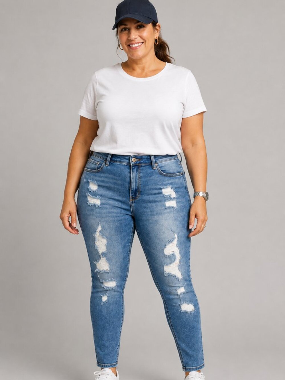 Wax Jean Plus Size Vintage-Inspired Destructed Ankle Skinny Jeans Size 18